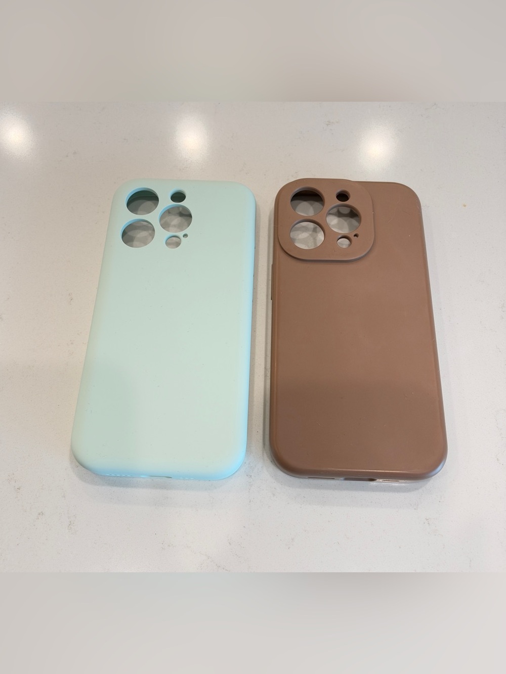 Slim Silicone Phone Cases - Mint and Brown- iPhone 15 Pro